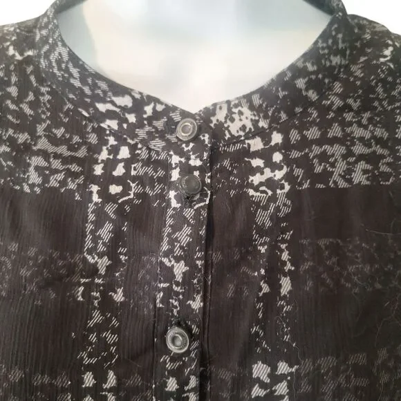 Burberry 100% silk black/ white/ grey lightweight midi dress size 12 - Picture 3 of 9